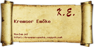 Kremser Emőke névjegykártya
